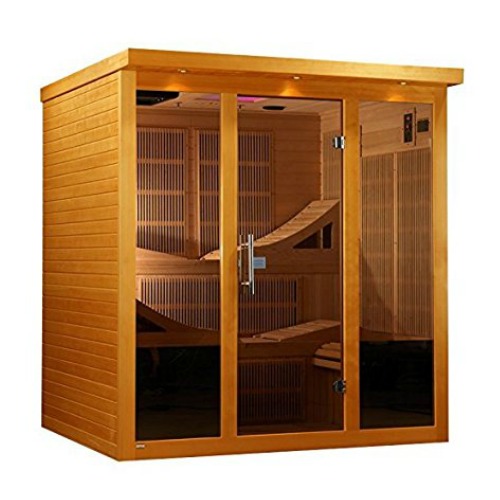 light brown wooden sauna