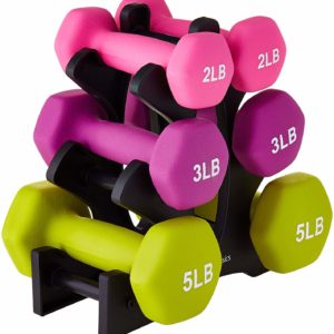 AmazonBasics Neoprene Dumbbell Pairs with Stands
